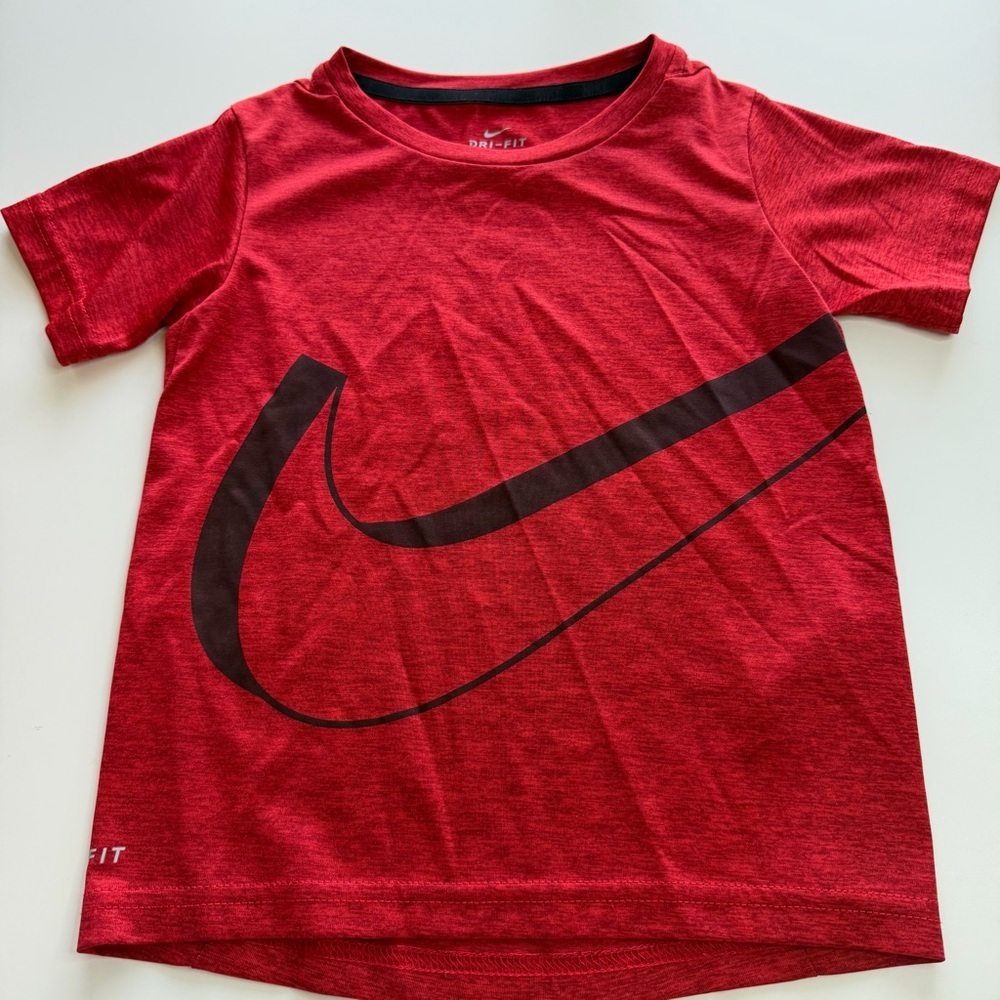 Nike Kids Red Short Sleeve Tee with Black Logo